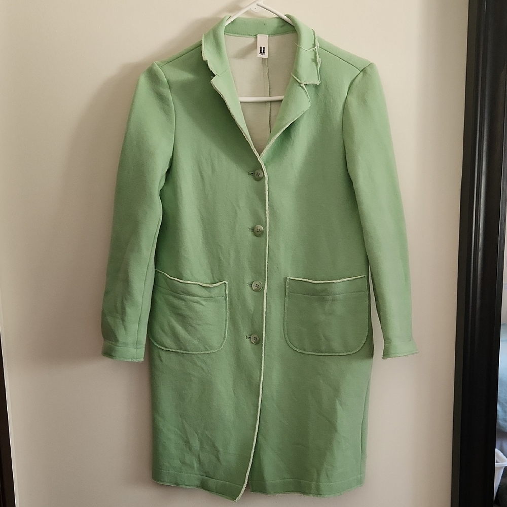 Made In ITALY Green Wendy Trendy Raw Seam Coat